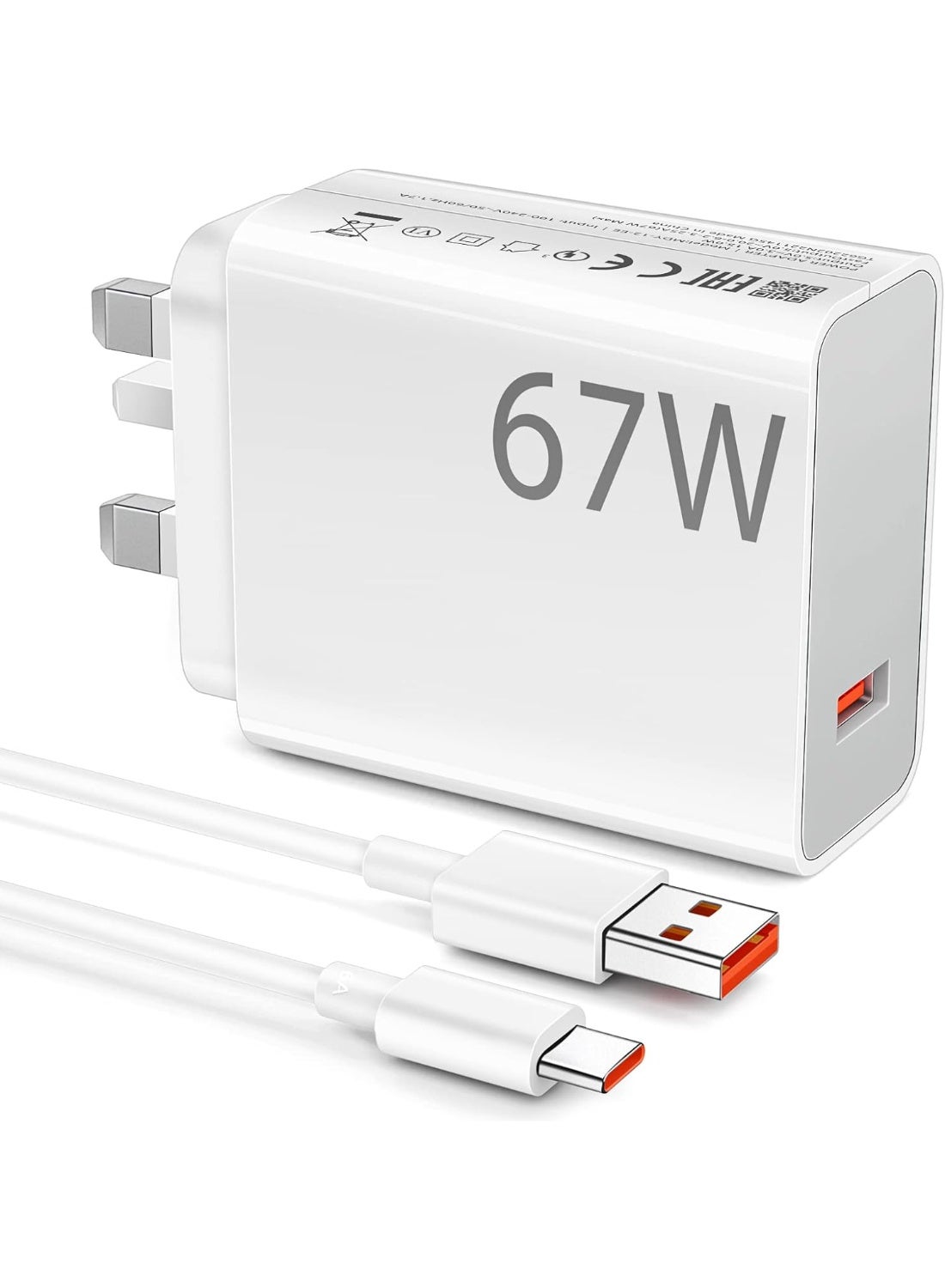 67W Turbo Fast Wall Charger, Quick Charge for Xiaomi 17 15 14 14T 13 12 12t 12s 11 10 Pro Lite Redmi Note K90 K80 K70 K60 K50 15 14 13 12 11 11s 12 Pro Plus Poco F8 F7 F6 F5 X5 X4 F8 F7 F6 F5 F4 Gt Bl